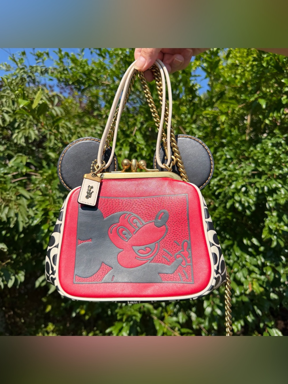 EUC Coach Disney Mickey Mouse X Keith Haring Kisslock Bag 4716